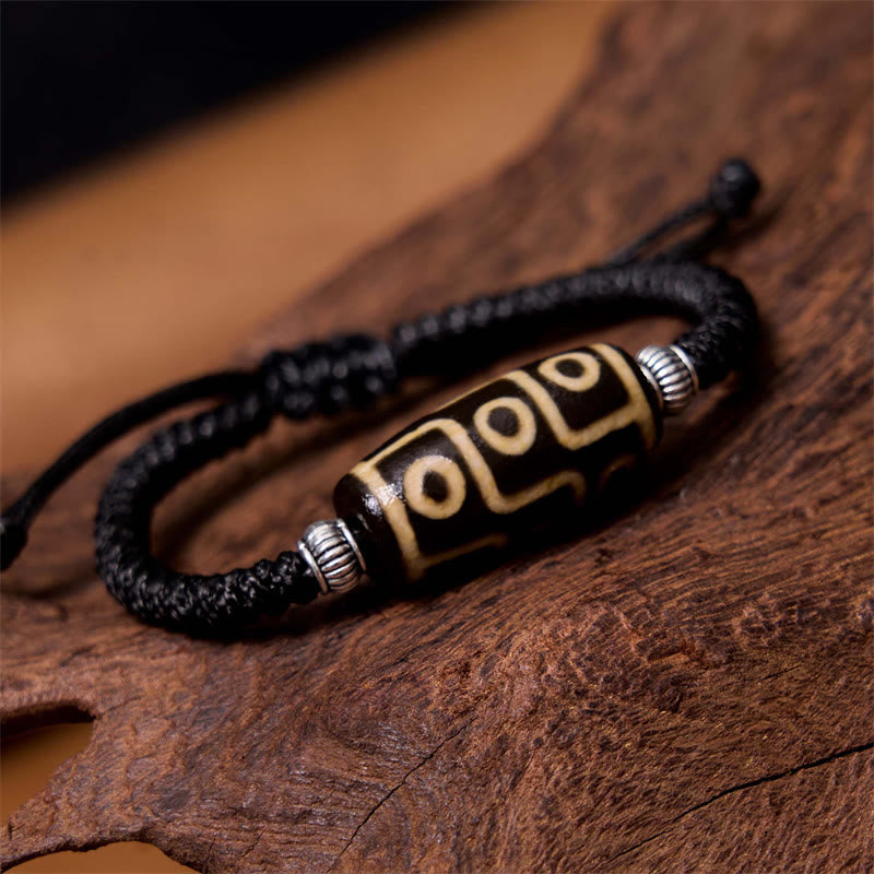Nimara Ritual Tibetan Nine-Eye Dzi Bead Three-eyed Dzi Bead Wealth Protection Rope Bracelet