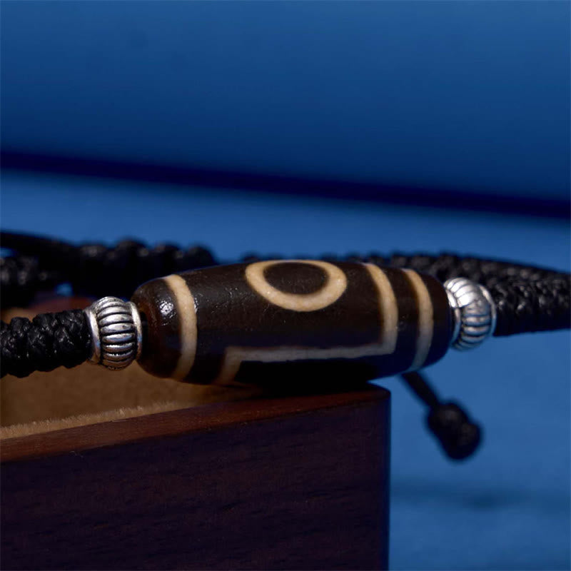 Nimara Ritual Tibetan Nine-Eye Dzi Bead Three-eyed Dzi Bead Wealth Protection Rope Bracelet