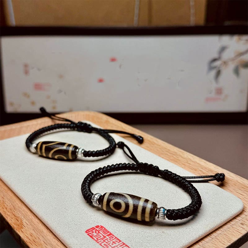 Nimara Ritual Tibetan Nine-Eye Dzi Bead Three-eyed Dzi Bead Wealth Protection Rope Bracelet