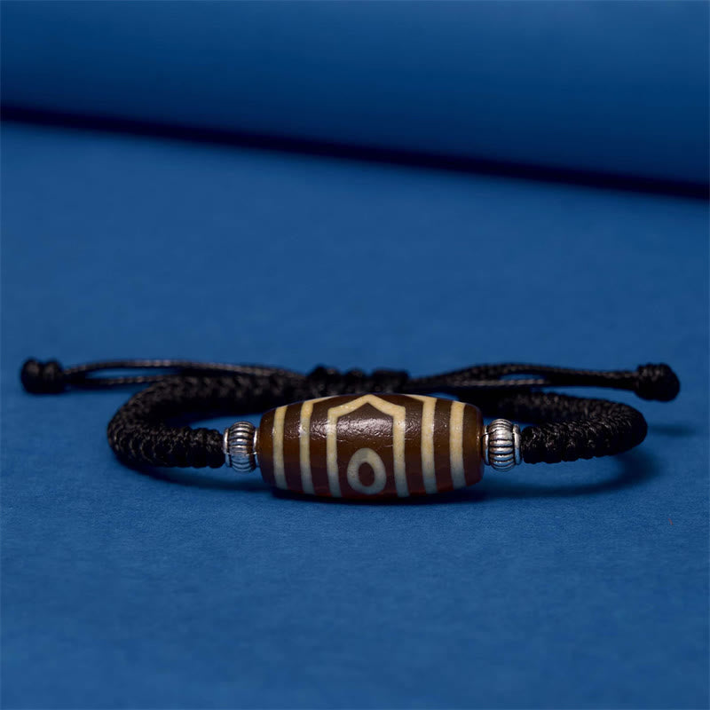 Nimara Ritual Tibetan Nine-Eye Dzi Bead Three-eyed Dzi Bead Wealth Protection Rope Bracelet