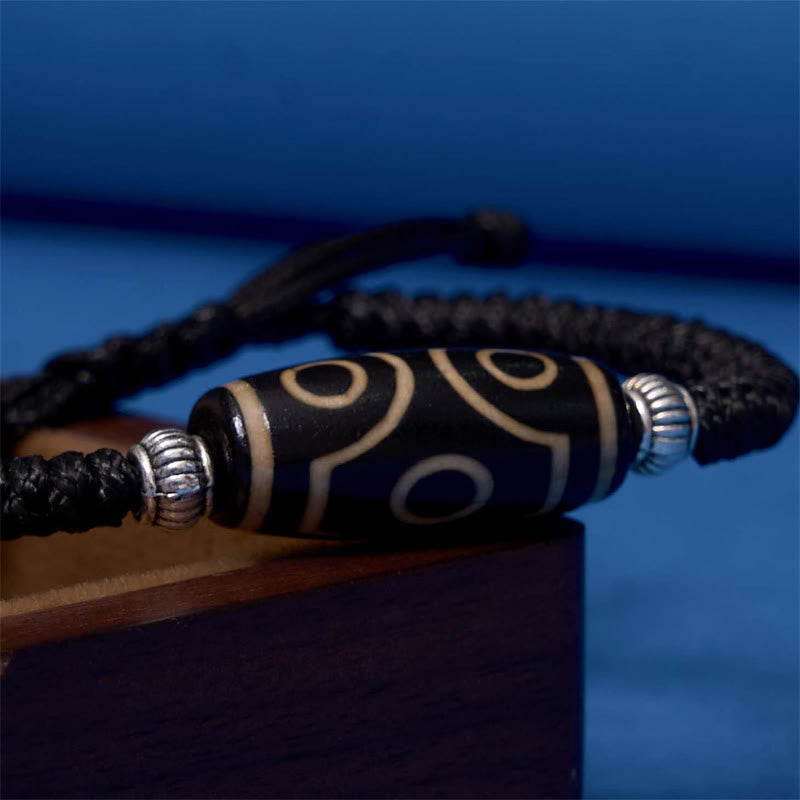 Nimara Ritual Tibetan Nine-Eye Dzi Bead Three-eyed Dzi Bead Wealth Protection Rope Bracelet