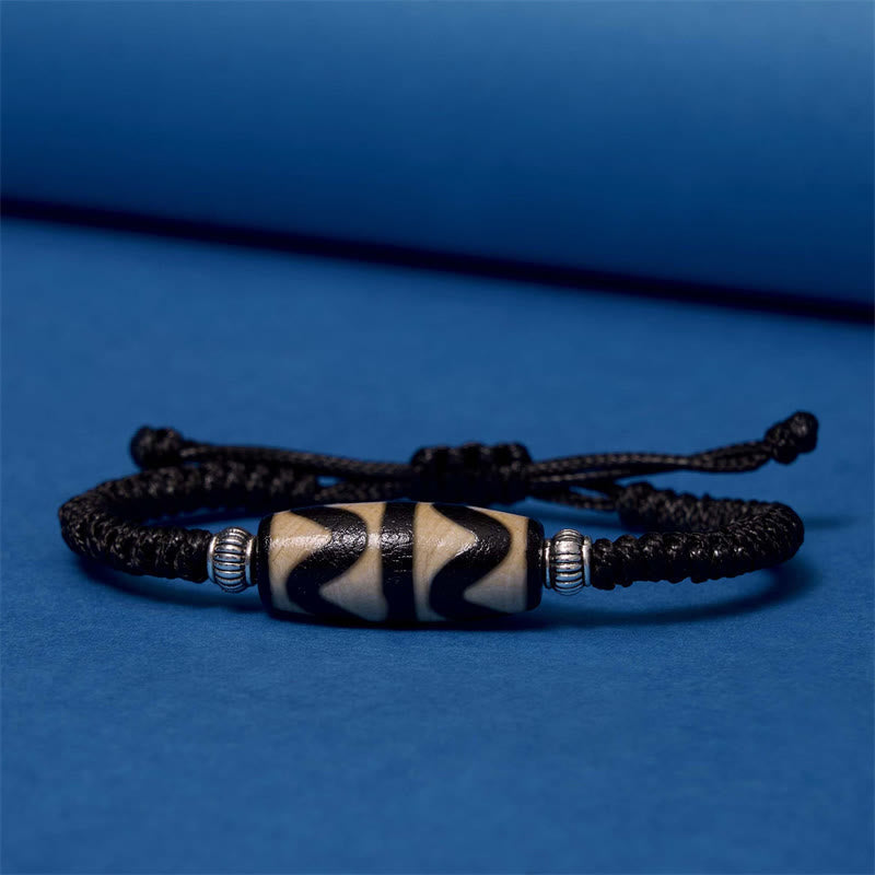 Nimara Ritual Tibetan Nine-Eye Dzi Bead Three-eyed Dzi Bead Wealth Protection Rope Bracelet