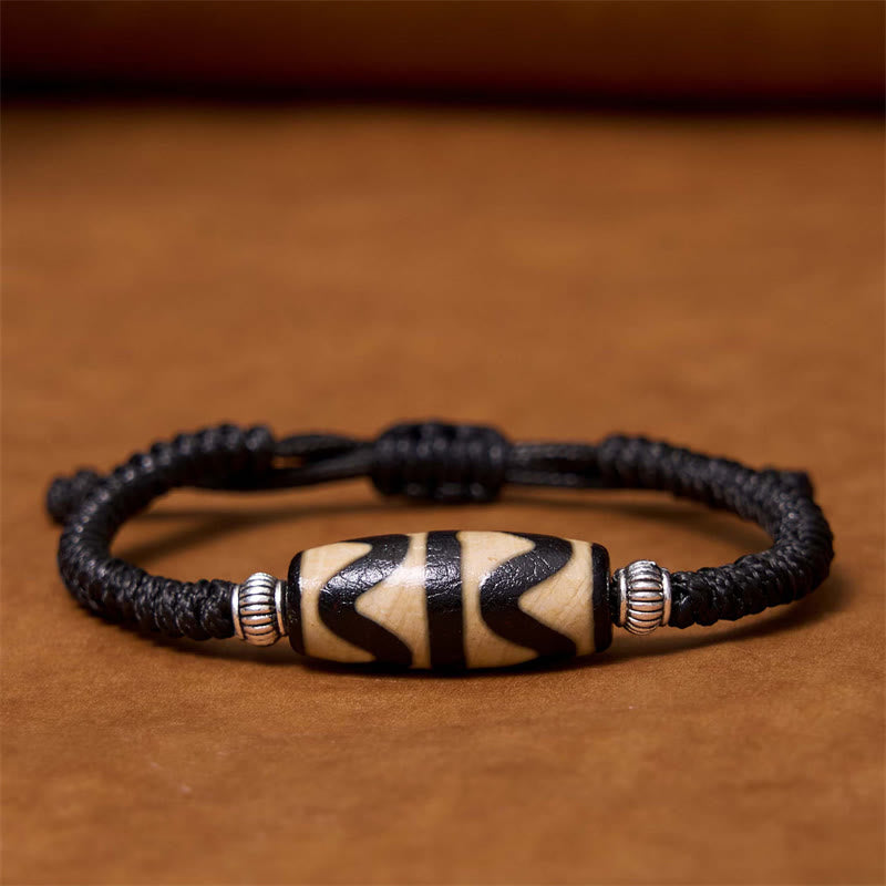 Nimara Ritual Tibetan Nine-Eye Dzi Bead Three-eyed Dzi Bead Wealth Protection Rope Bracelet