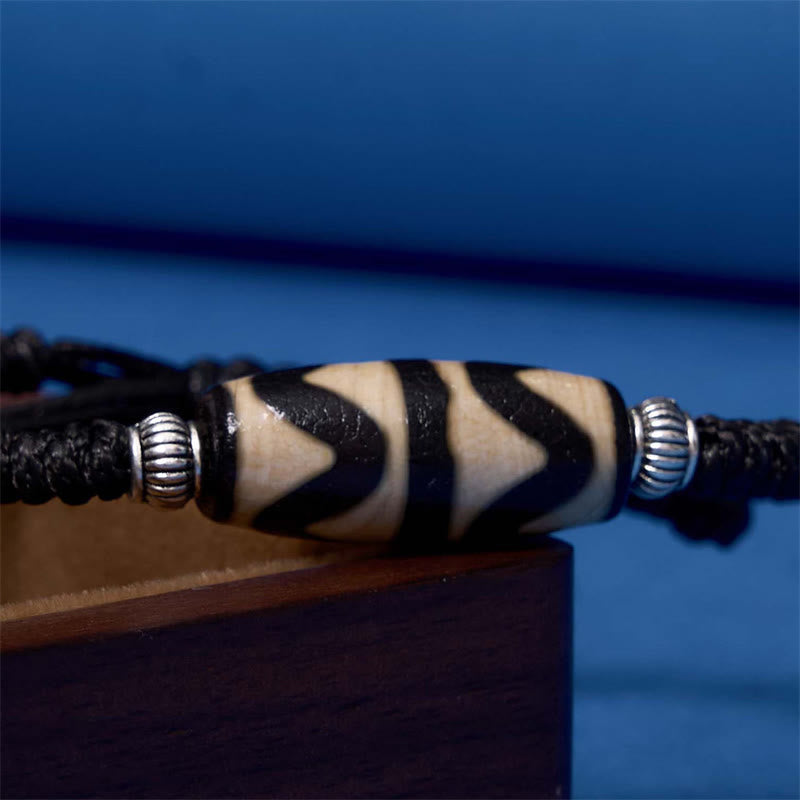 Nimara Ritual Tibetan Nine-Eye Dzi Bead Three-eyed Dzi Bead Wealth Protection Rope Bracelet