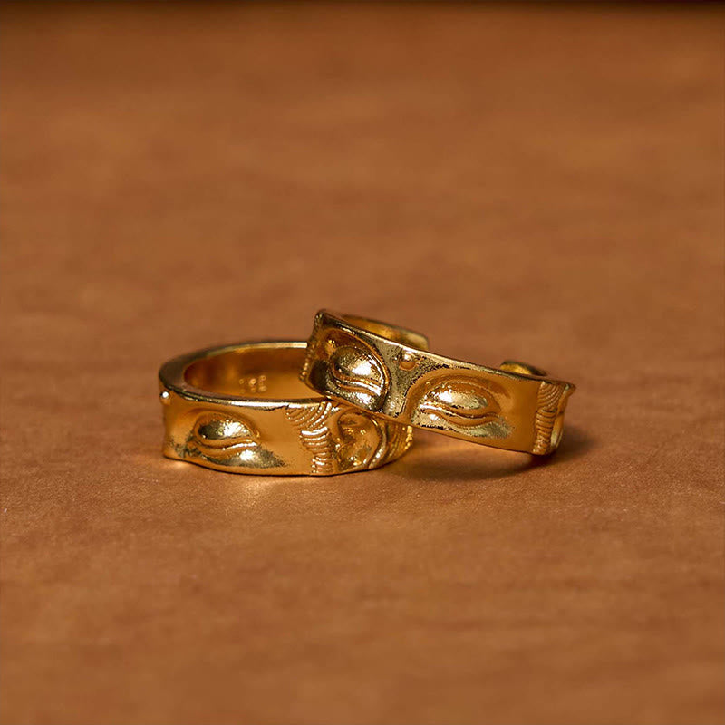 Nimara Ritual Golden Meditation Buddha Serenity Copper Adjustable Ring