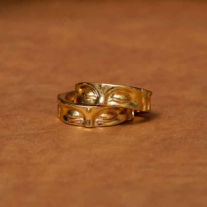 Nimara Ritual Golden Meditation Buddha Serenity Copper Adjustable Ring