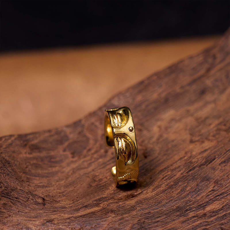 Nimara Ritual Golden Meditation Buddha Serenity Copper Adjustable Ring
