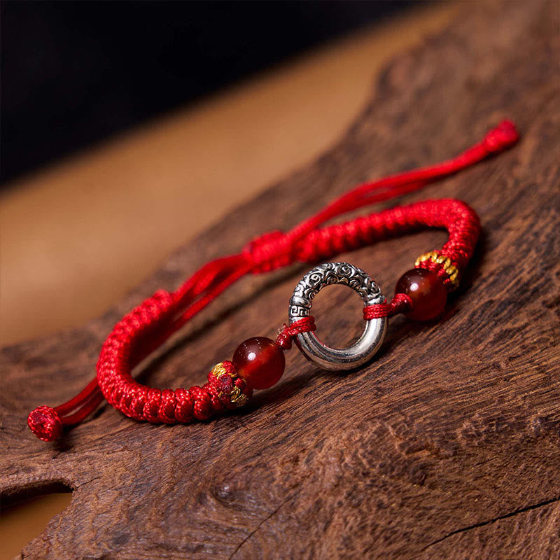 Nimara Ritual 925 Sterling Silver Plated Copper Peace Buckle Protection Braided String Bracelet