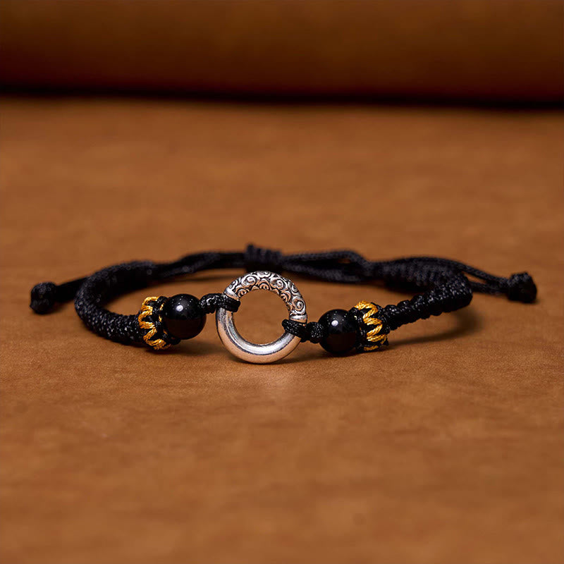 Nimara Ritual 925 Sterling Silver Plated Copper Peace Buckle Protection Braided String Bracelet
