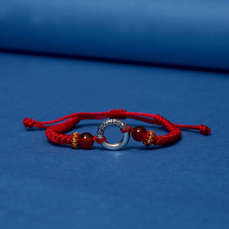 Nimara Ritual 925 Sterling Silver Plated Copper Peace Buckle Protection Braided String Bracelet