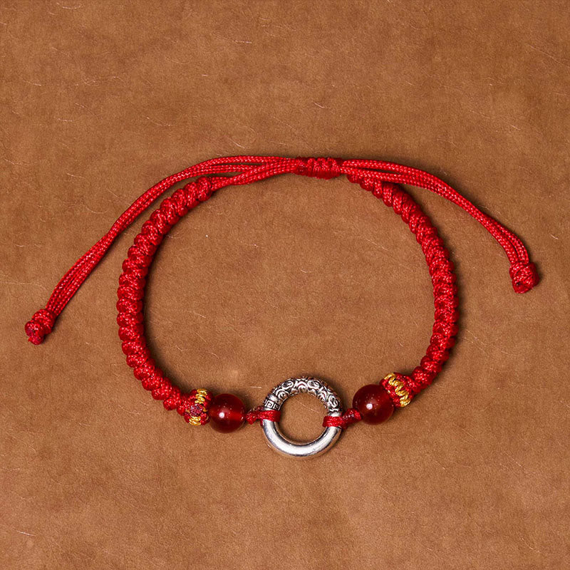 Nimara Ritual 925 Sterling Silver Plated Copper Peace Buckle Protection Braided String Bracelet