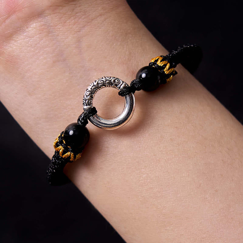 Nimara Ritual 925 Sterling Silver Plated Copper Peace Buckle Protection Braided String Bracelet