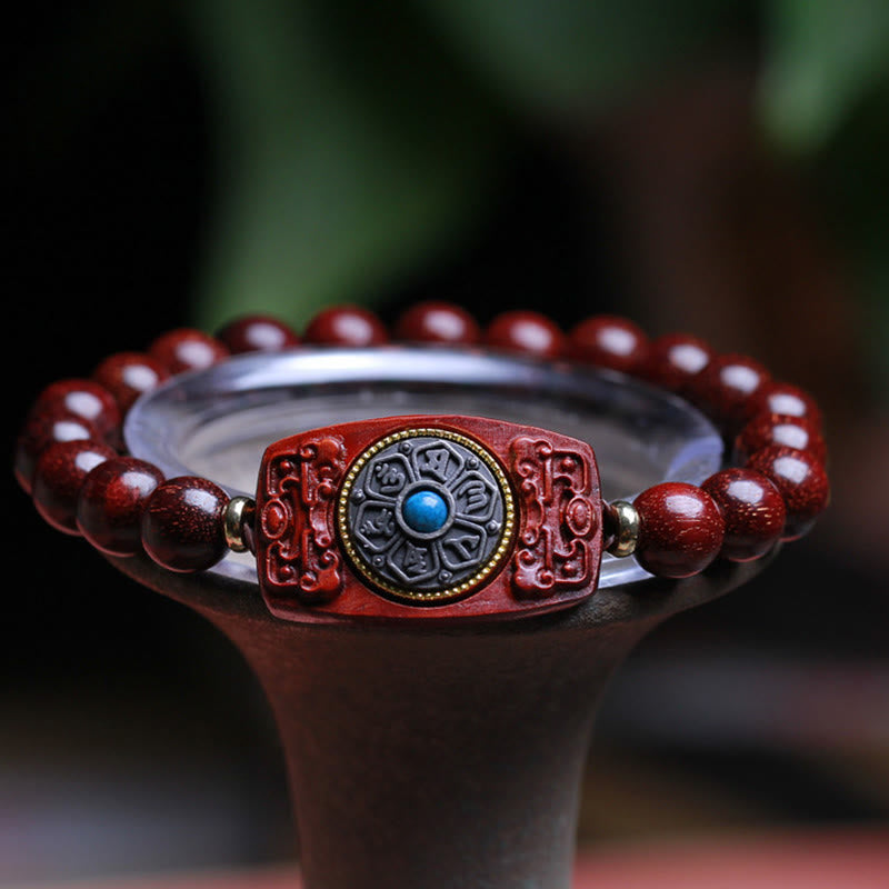 Nimara Ritual Small Leaf Red Sandalwood Green Sandalwood Six True Words Peace Bracelet