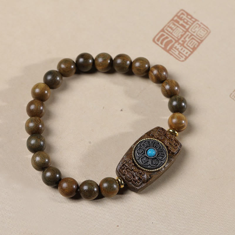 Nimara Ritual Small Leaf Red Sandalwood Green Sandalwood Six True Words Peace Bracelet