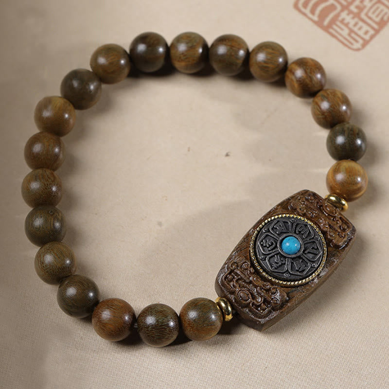 Nimara Ritual Small Leaf Red Sandalwood Green Sandalwood Six True Words Peace Bracelet