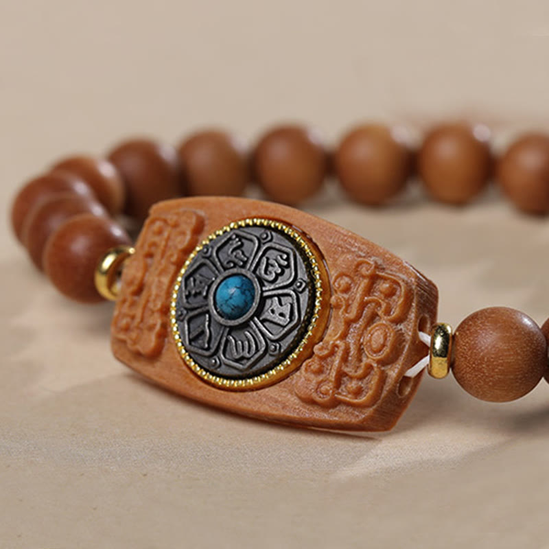 Nimara Ritual Small Leaf Red Sandalwood Green Sandalwood Six True Words Peace Bracelet