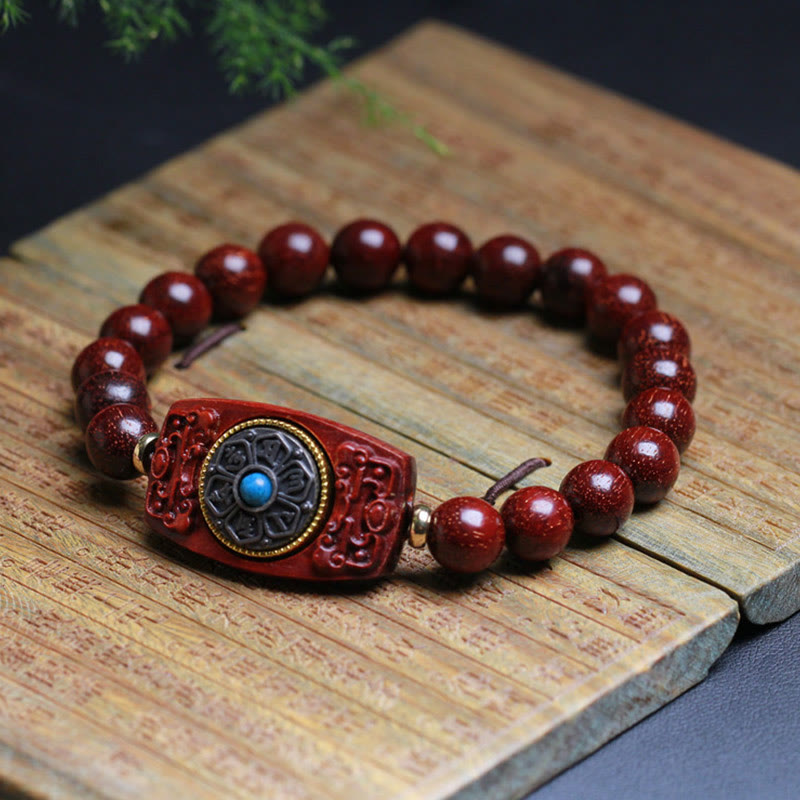 Nimara Ritual Small Leaf Red Sandalwood Green Sandalwood Six True Words Peace Bracelet