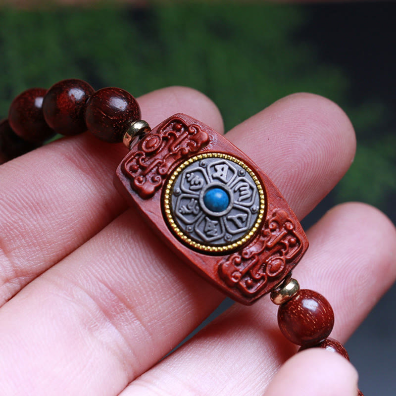 Nimara Ritual Small Leaf Red Sandalwood Green Sandalwood Six True Words Peace Bracelet