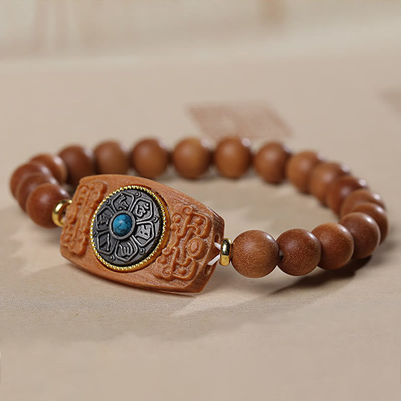 Nimara Ritual Small Leaf Red Sandalwood Green Sandalwood Six True Words Peace Bracelet