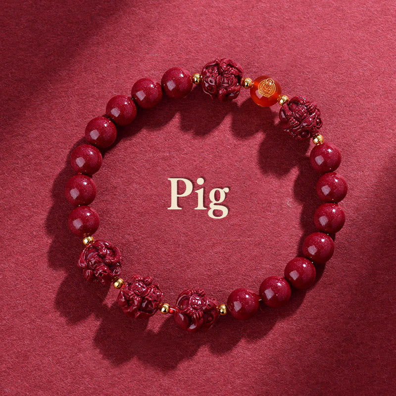 Nimara Ritual Chinese Zodiac Cinnabar Keep Away Evil Spirits Blessing Bracelet