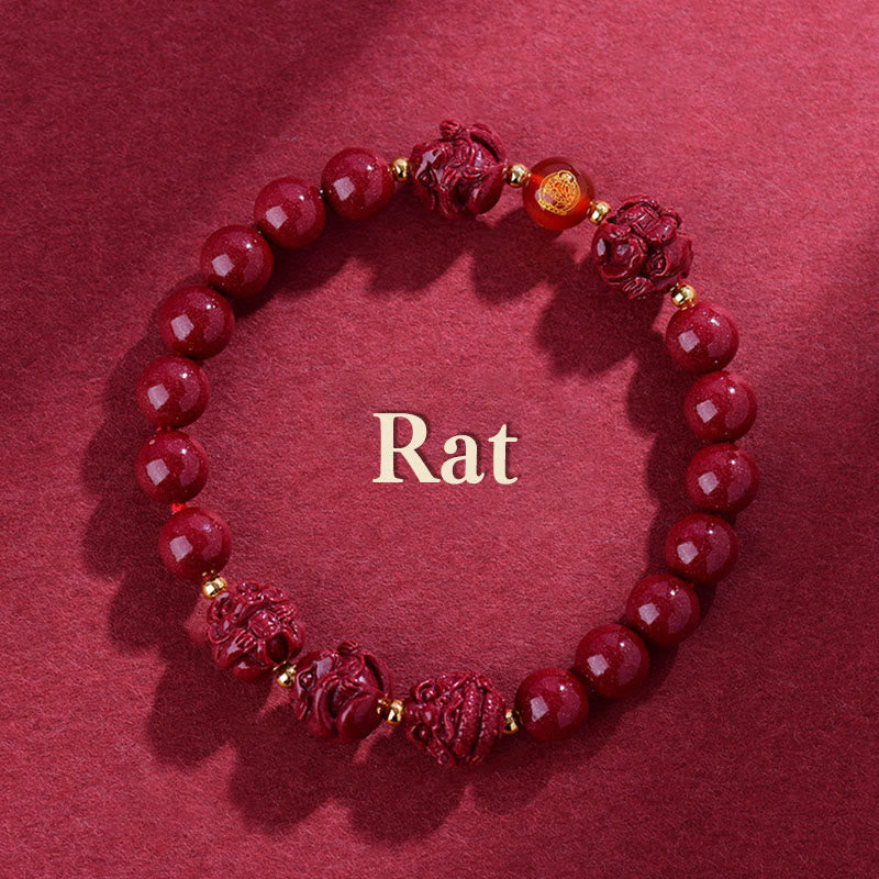 Nimara Ritual Chinese Zodiac Cinnabar Keep Away Evil Spirits Blessing Bracelet