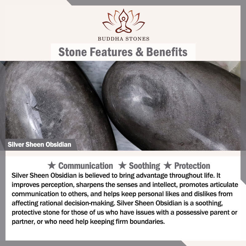 Nimara Ritual Retro 925 Sterling Silver Silver Sheen Obsidian Transport Rope Handmade Braided Bracelet
