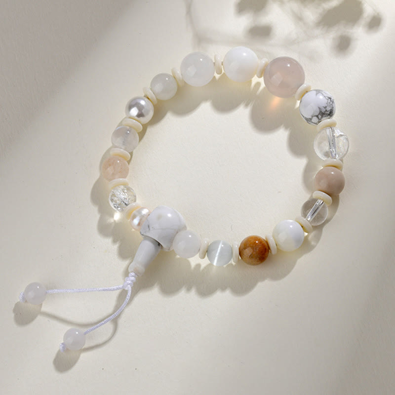 Nimara Ritual White Agate Pearl 18 Beads Balance Luck Bracelet