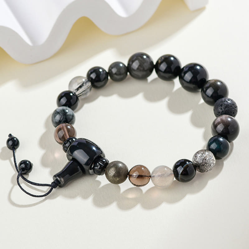 Nimara Ritual Five Elements Various Crystal Black Obsidian Wealth Wisdom Bracelet