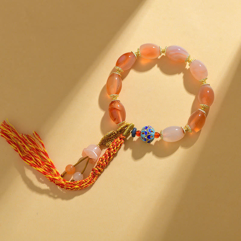 Nimara Ritual Tibetan White Jade Agate Strength Confidence Bracelet