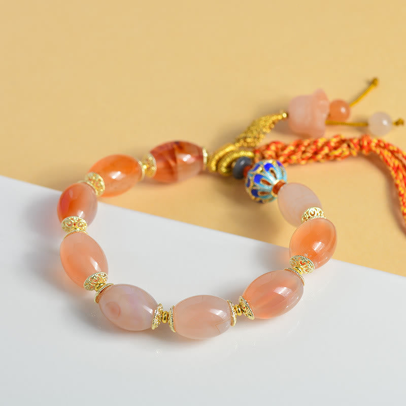 Nimara Ritual Tibetan White Jade Agate Strength Confidence Bracelet