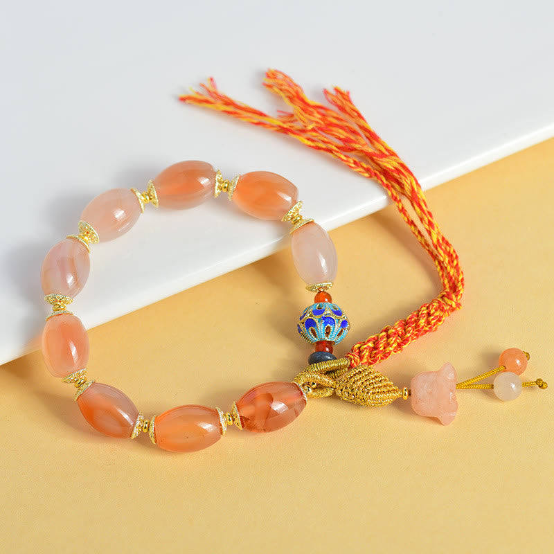 Nimara Ritual Tibetan White Jade Agate Strength Confidence Bracelet