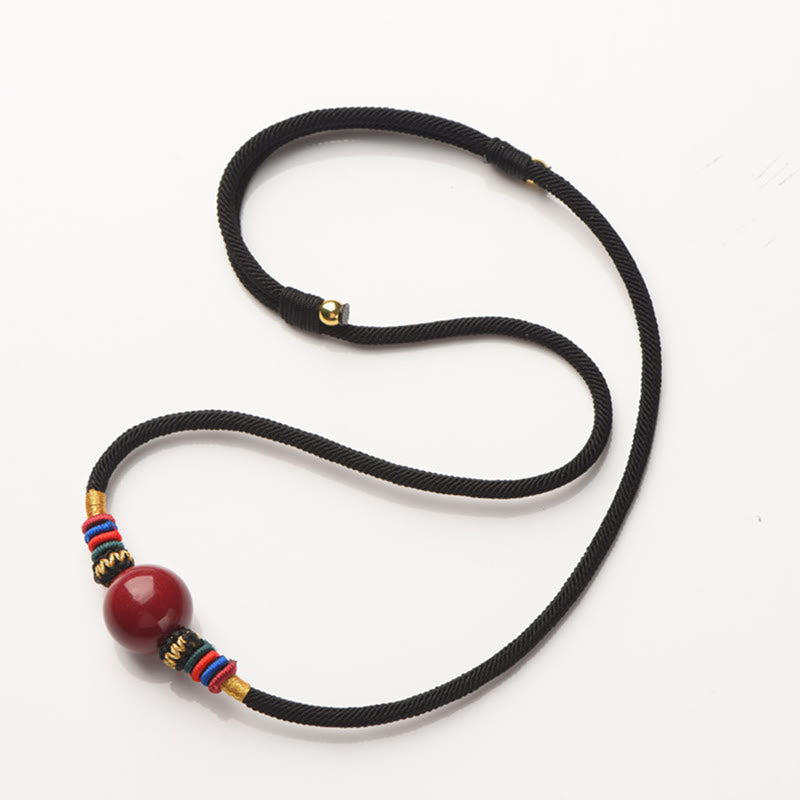 Nimara Ritual Cinnabar Lucky Bead Keep Away Evil Spirits Necklace Pendant