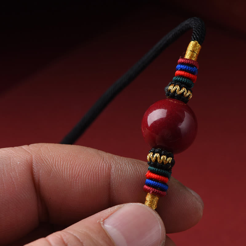Nimara Ritual Cinnabar Lucky Bead Keep Away Evil Spirits Necklace Pendant
