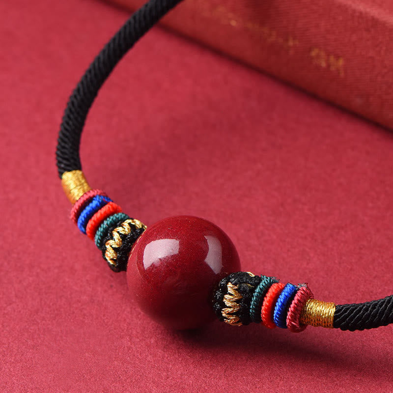 Nimara Ritual Cinnabar Lucky Bead Keep Away Evil Spirits Necklace Pendant