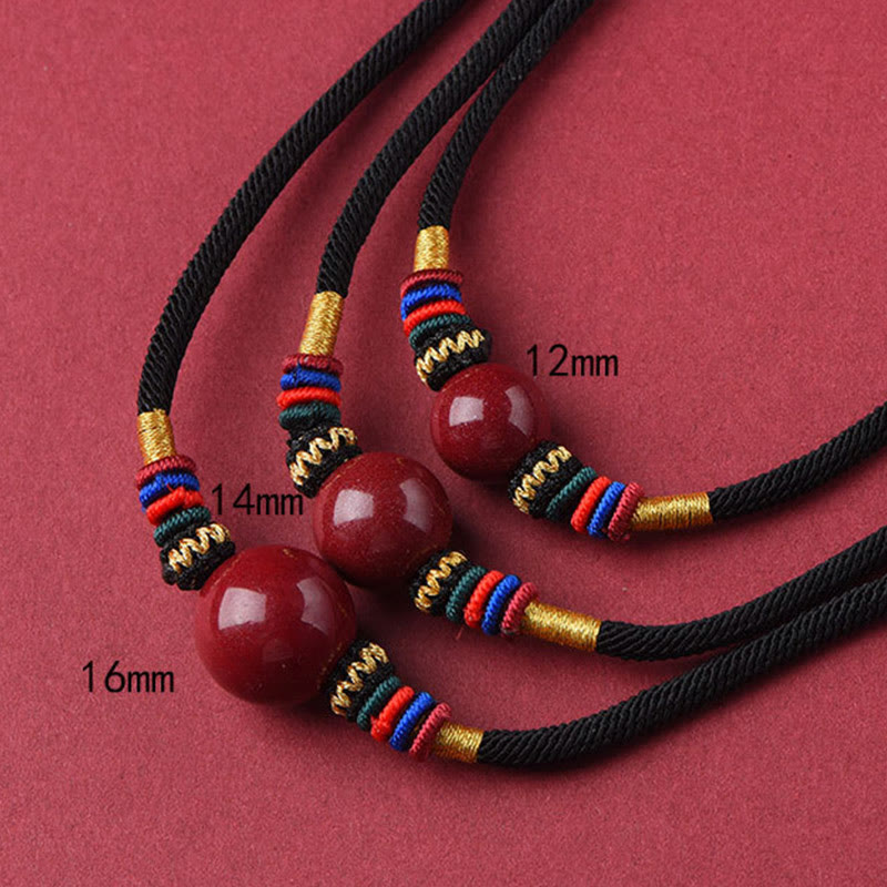 Nimara Ritual Cinnabar Lucky Bead Keep Away Evil Spirits Necklace Pendant
