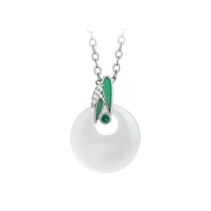 Nimara Ritual Natural Chalcedony Bamboo Leaf Peace Buckle Wealth Necklace Pendant
