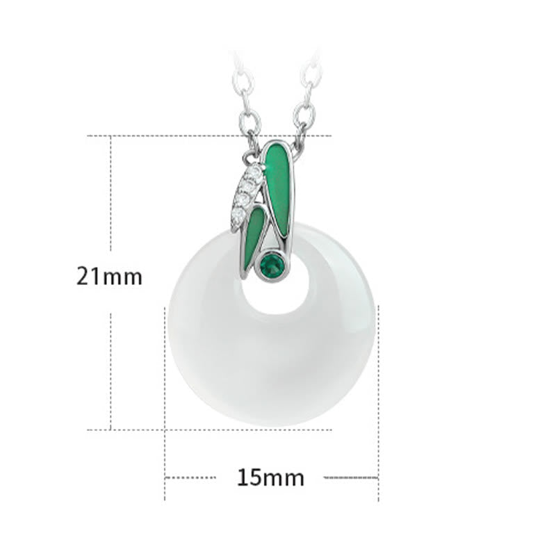 Nimara Ritual Natural Chalcedony Bamboo Leaf Peace Buckle Wealth Necklace Pendant