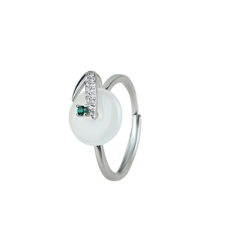 Nimara Ritual Chalcedony Bamboo Leaf Pattern Positive Adjustable Ring
