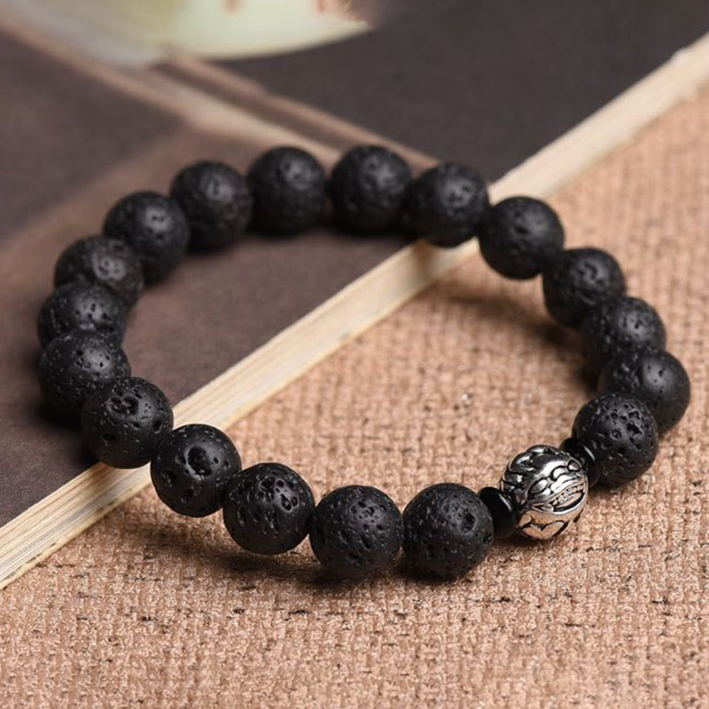 Nimara Ritual Lava Rock Beads White Copper PiXiu Wealth Bracelet