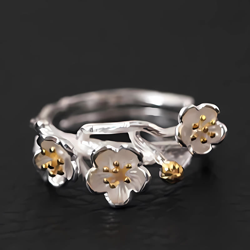 Nimara Ritual 925 Sterling Silver Plum Bossom Calm Ring