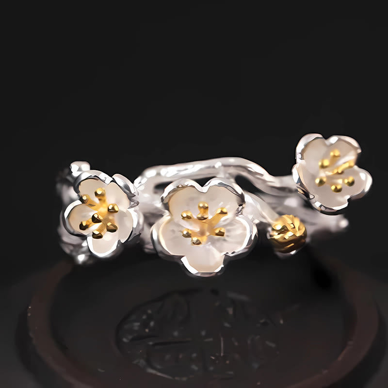 Nimara Ritual 925 Sterling Silver Plum Bossom Calm Ring