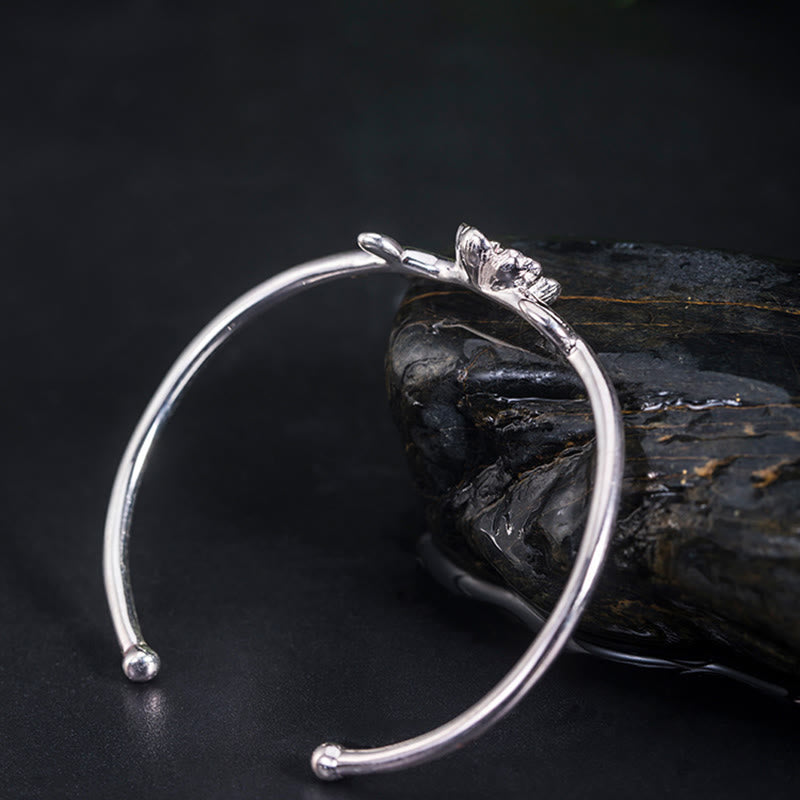 Nimara Ritual 925 Sterling Silver Cherry Blossom Luck Bracelet Bangle