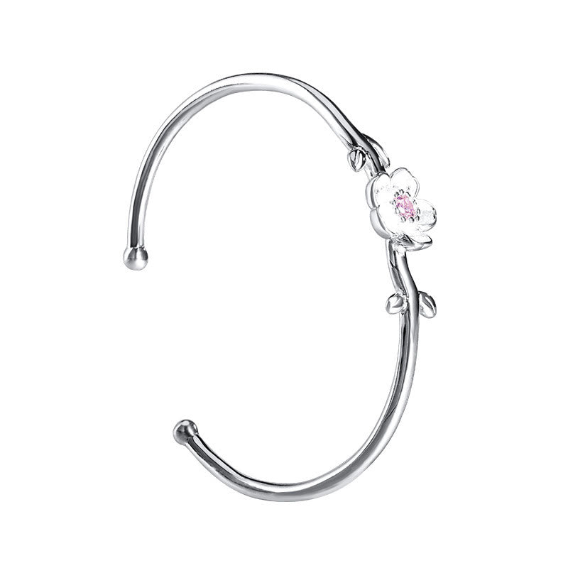 Nimara Ritual 925 Sterling Silver Cherry Blossom Luck Bracelet Bangle