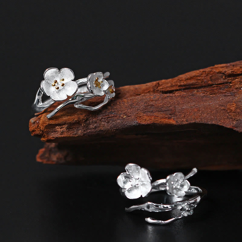 Nimara Ritual 925 Sterling Silver Plum Bossom Balance Ring
