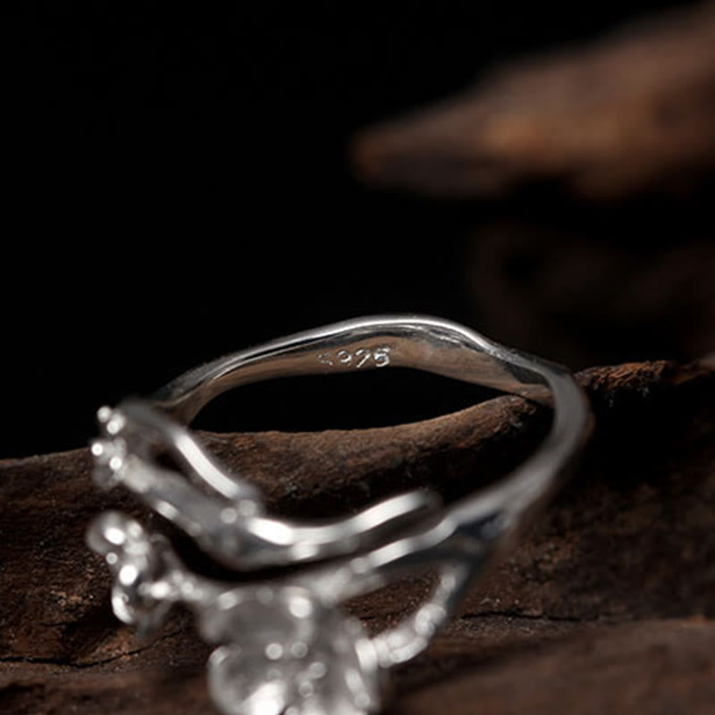Nimara Ritual 925 Sterling Silver Plum Bossom Balance Ring