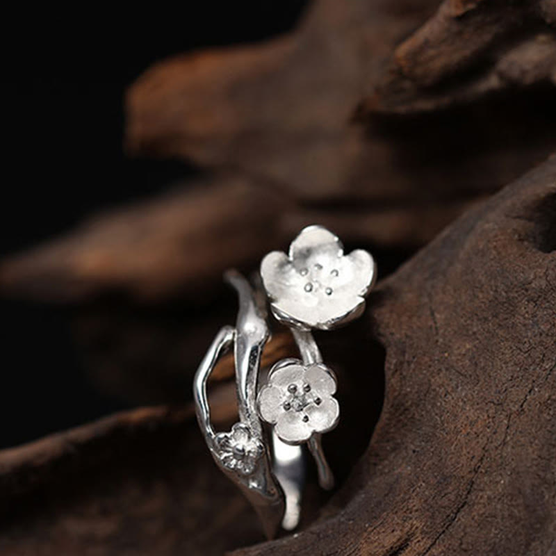 Nimara Ritual 925 Sterling Silver Plum Bossom Balance Ring