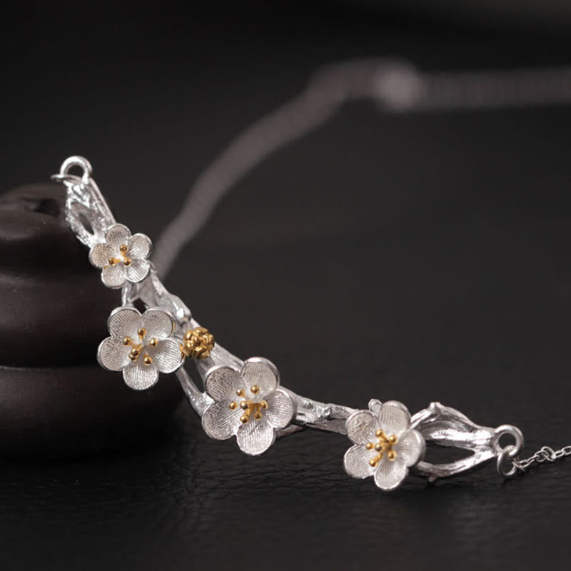 Nimara Ritual 925 Sterling Silver Plum Bossom Protection Necklace Pendant
