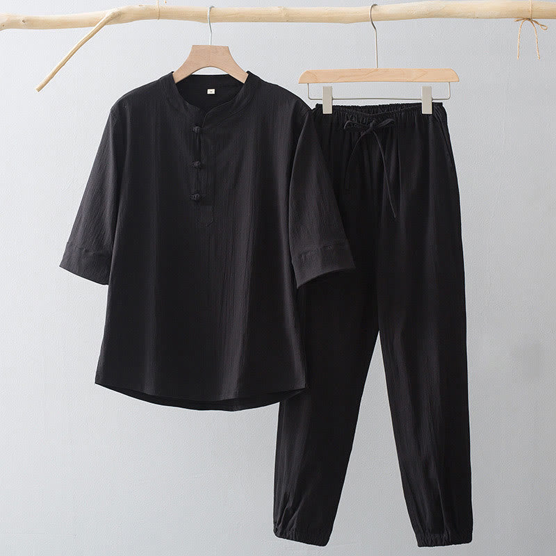 Nimara Ritual Frog-Button Three Quarter Sleeve Shirt Pants Men's Suit