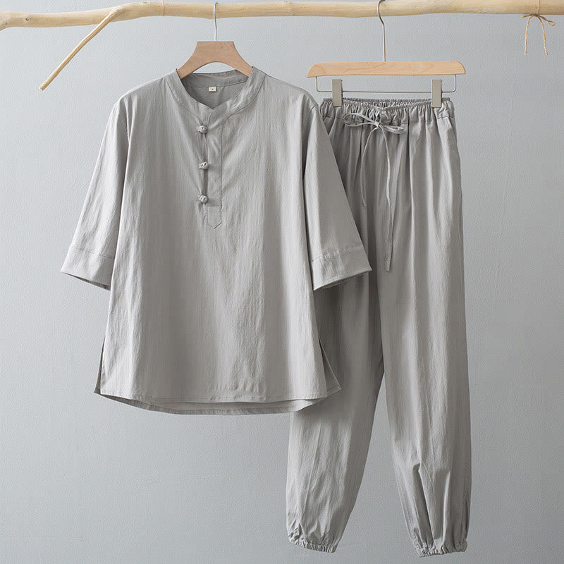 Nimara Ritual Frog-Button Three Quarter Sleeve Shirt Pants Men's Suit