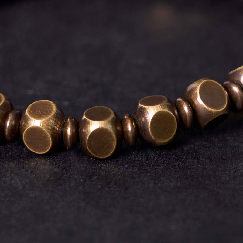 Nimara Ritual Tibetan Om Mani Padme Hum Carved Copper Brass Amulet Focus Bracelet